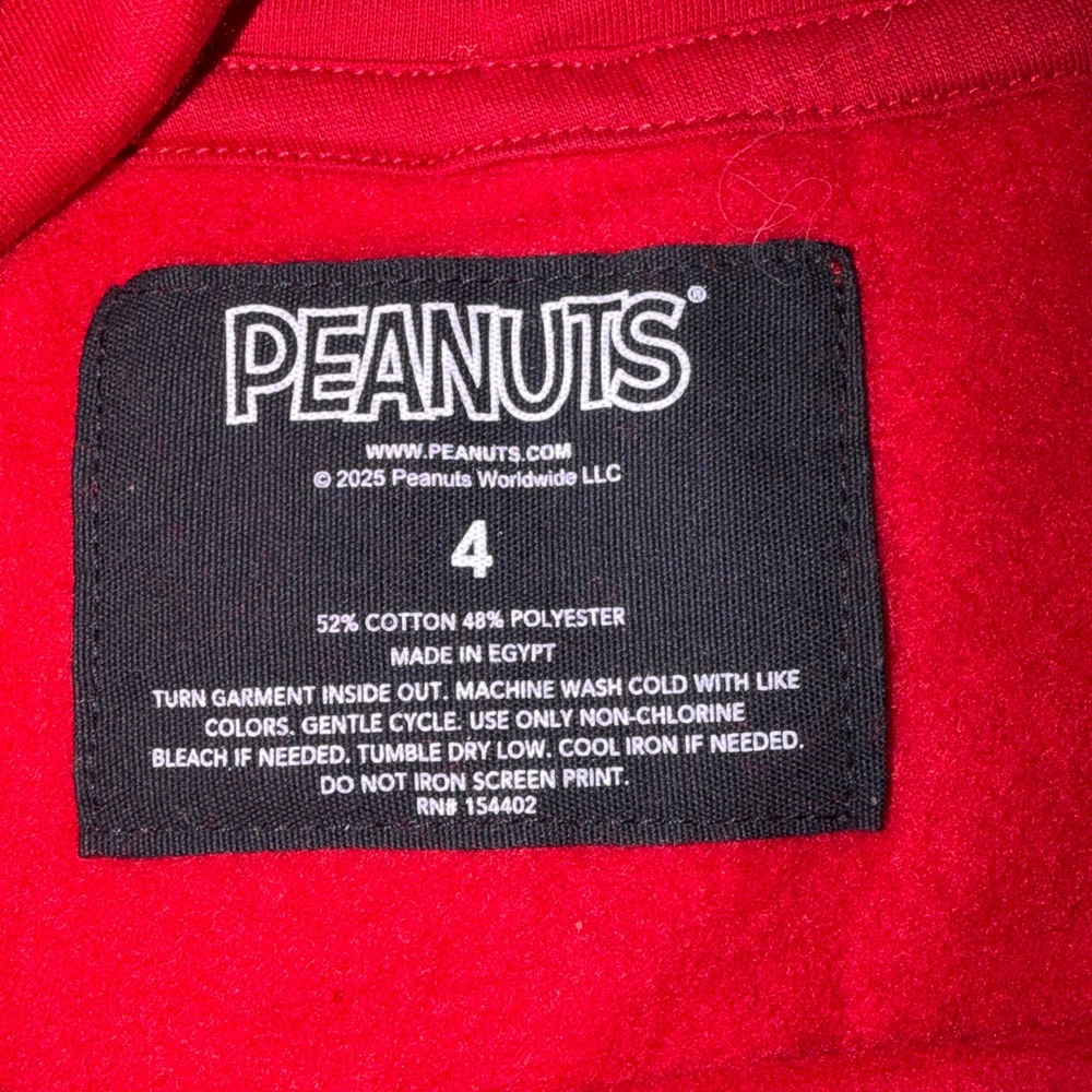 Peanuts Red Snoopy 'Be Mine' Hoodie Sweatshirt Women's size 4 - Picture 6 of 6